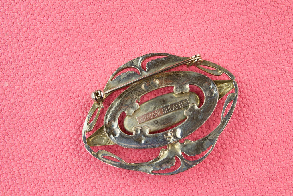 Art Nouveau Style Bird Brooch by Ermani Bulatti, Dutch 1970s
