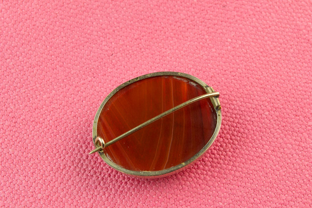 Red Cabochon Agate Brooch, Scottish 19th Century