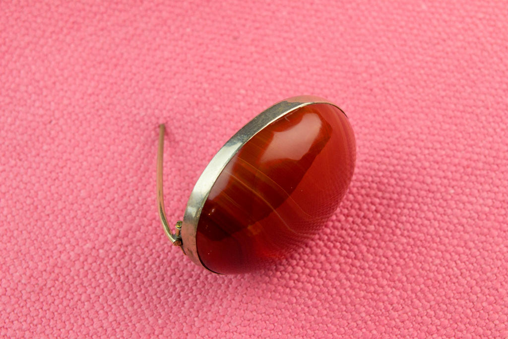 Red Cabochon Agate Brooch, Scottish 19th Century