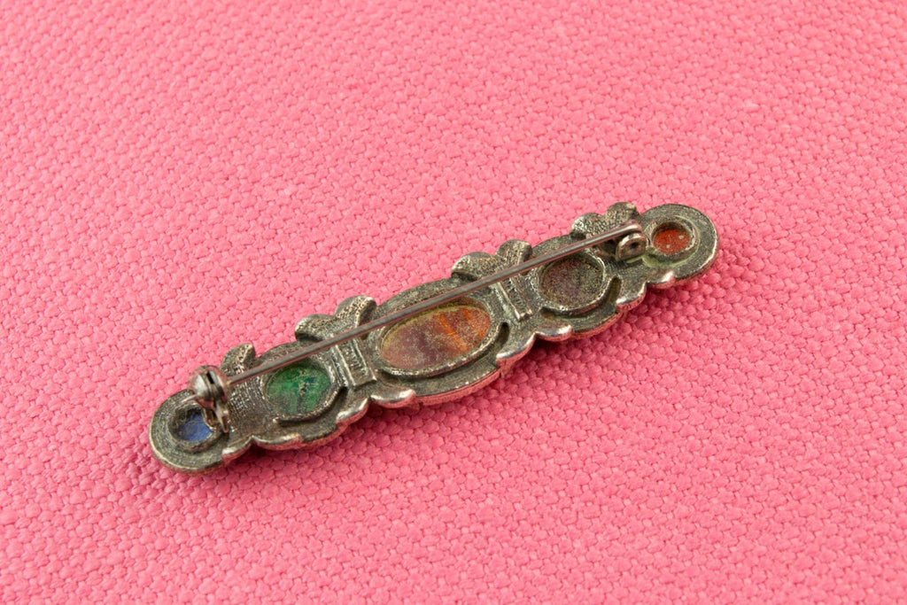 Celtic Style Brooch with Agate Gem Imitations