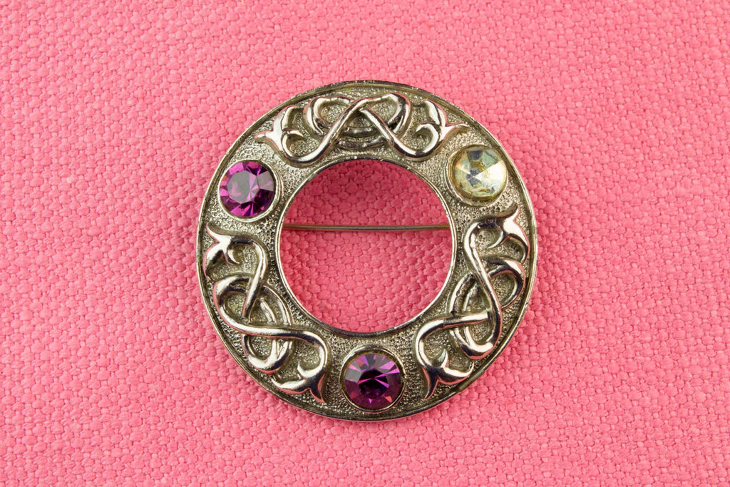 Celtic Kilt Pin Brooch by Exquisite, English 1950s