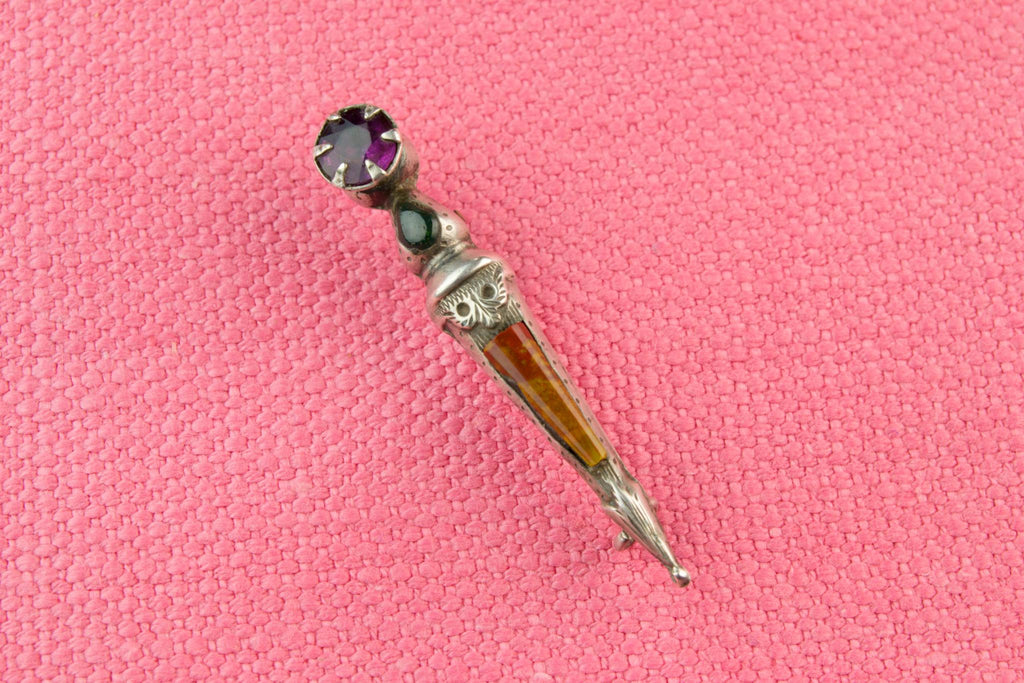 Sterling Silver Kilt Pin Brooch, Scottish 1930s