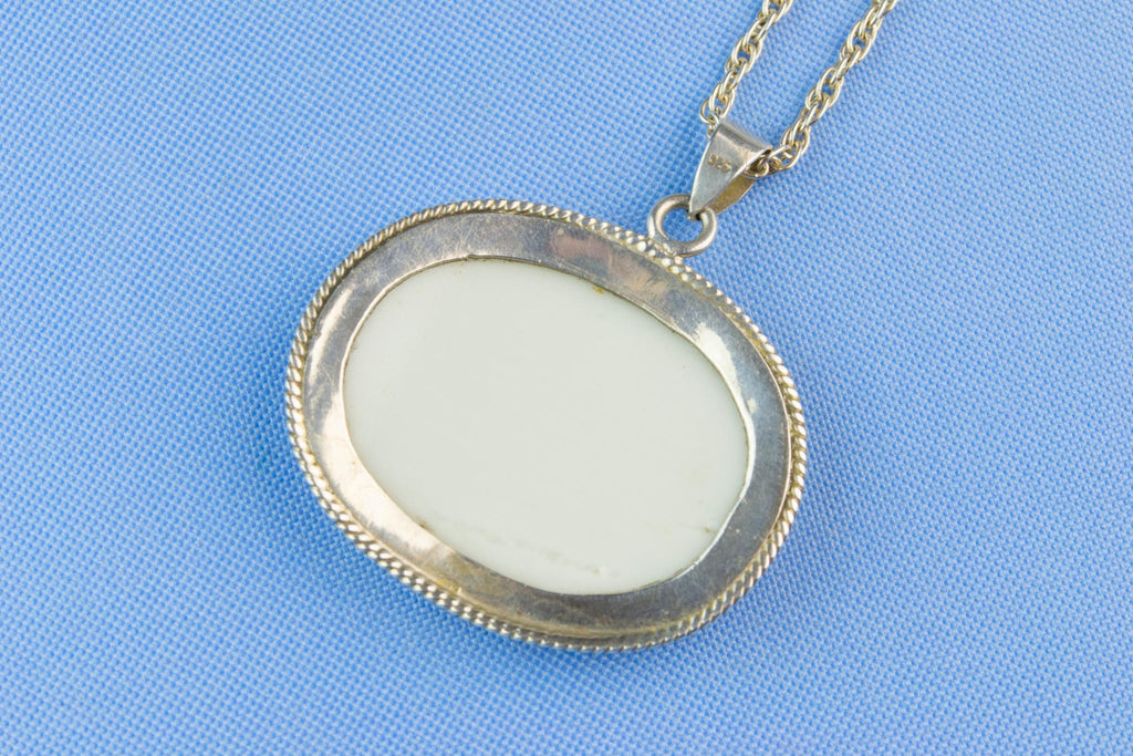 Silver Necklace with Chinese Porcelain Pendant