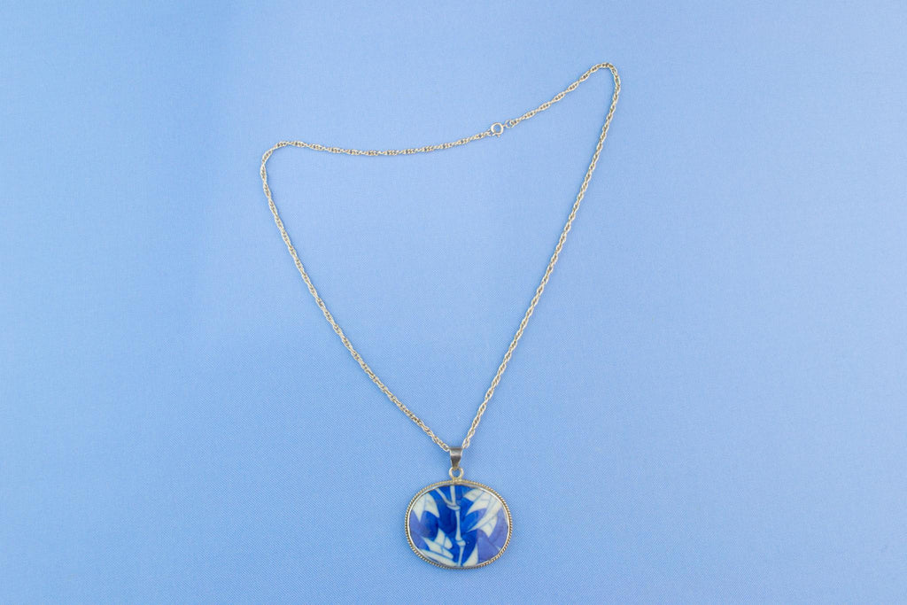 Silver Necklace with Chinese Porcelain Pendant