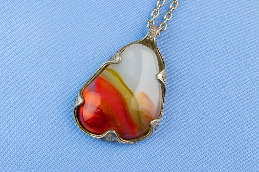 Scottish Style Agate Imitation Necklace by Miracle 1950s