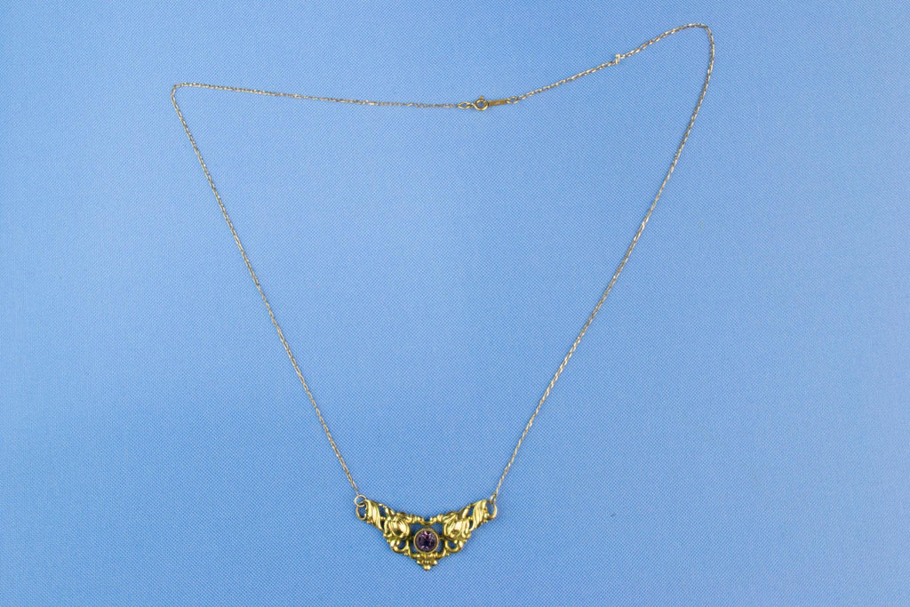 Gilded Silver Floral Necklace Necklace In Sterling Silver, Continental European Early 1900s