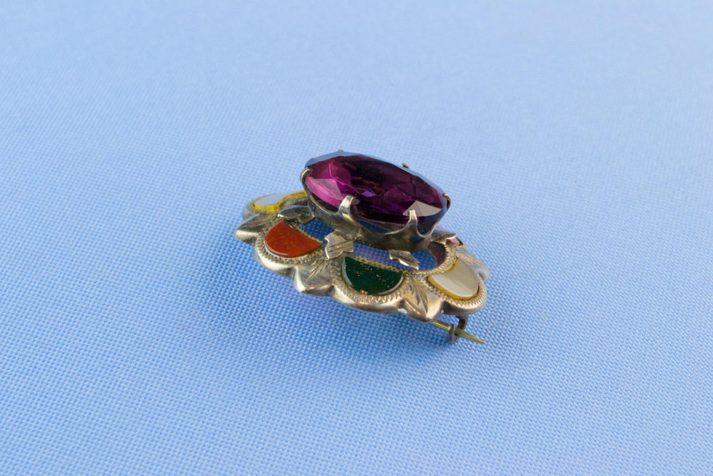 Silver and Agate Brooch, Scottish Early 1900s
