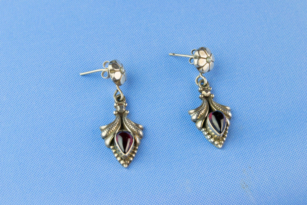 Sterling Silver Pendant Earrings Amethyst Paste