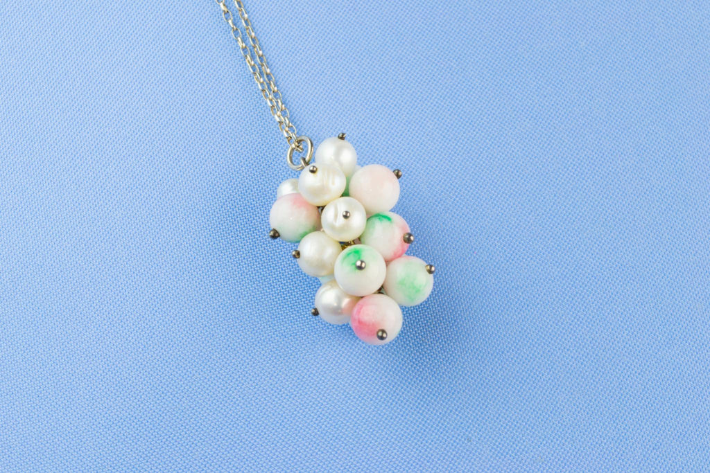 Silver & Hard Stone Grape Cluster Necklace