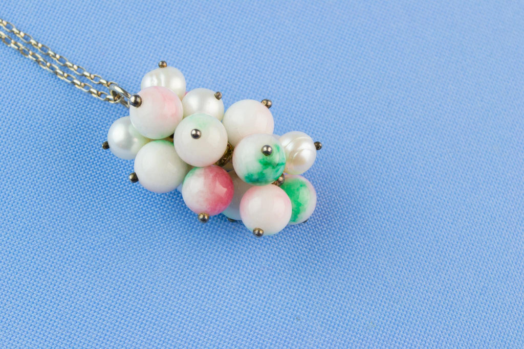 Silver & Hard Stone Grape Cluster Necklace
