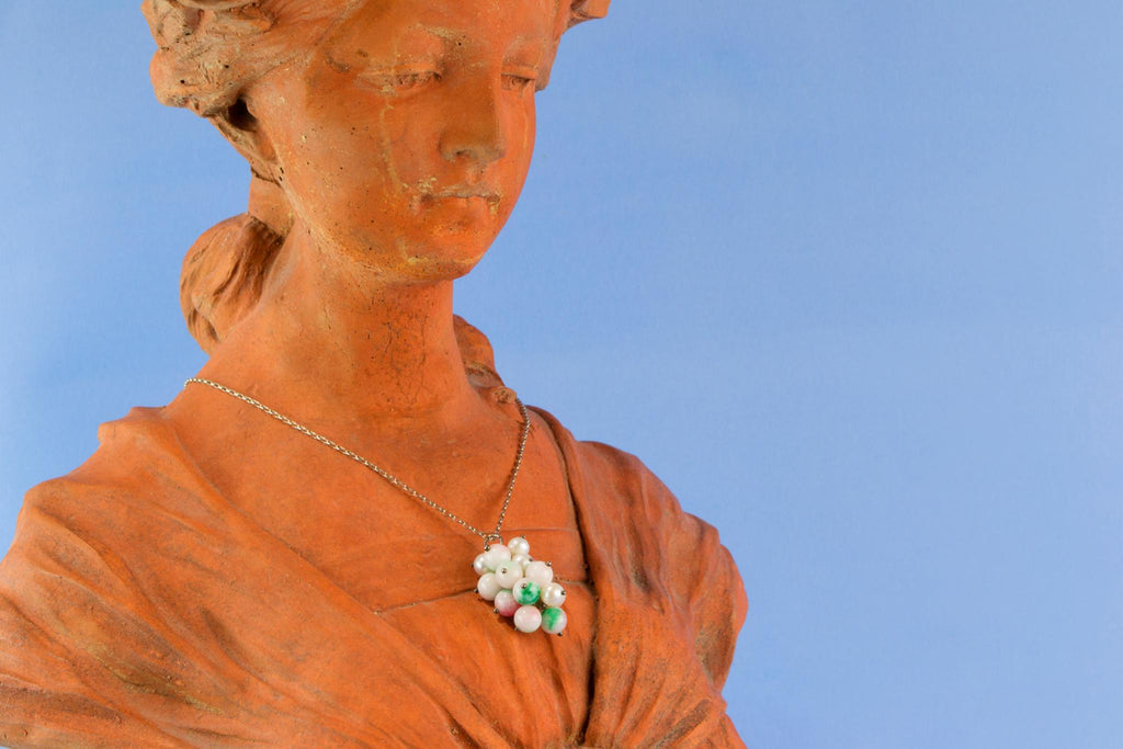 Silver & Hard Stone Grape Cluster Necklace