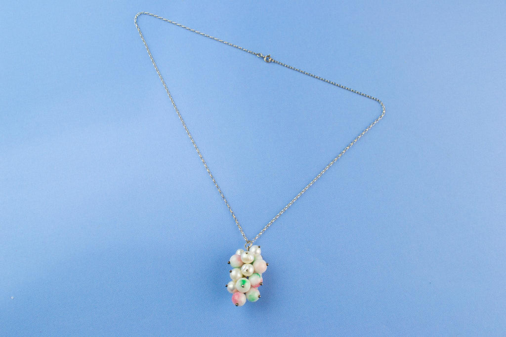 Silver & Hard Stone Grape Cluster Necklace