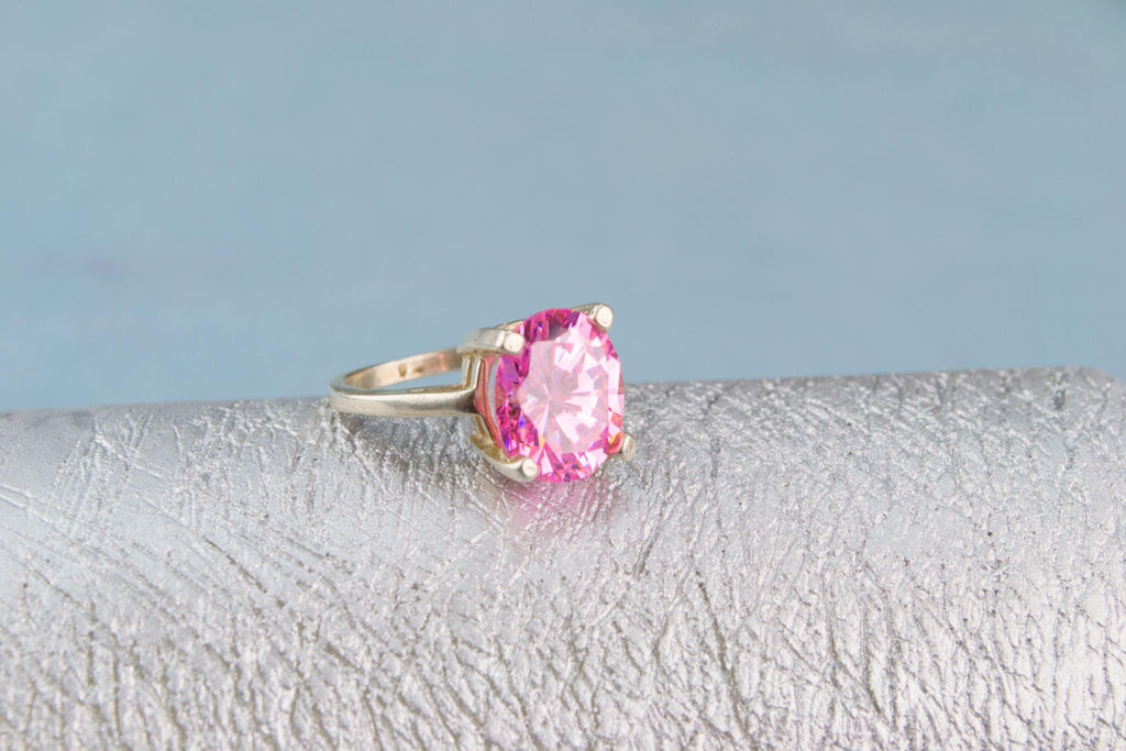 Sterling Silver Ring with Pink Stone