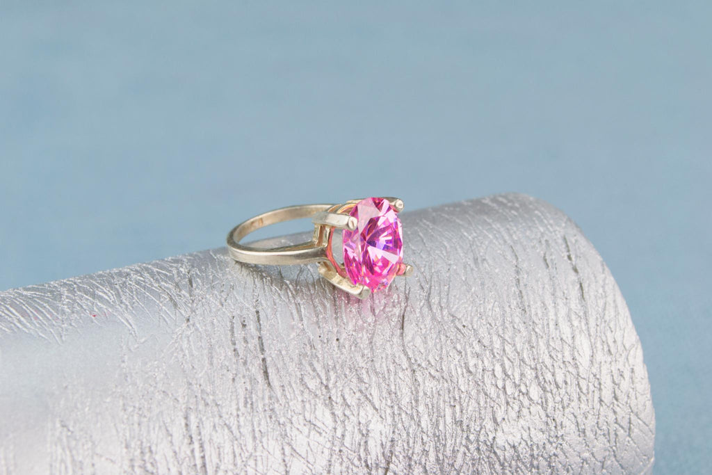 Sterling Silver Ring with Pink Stone