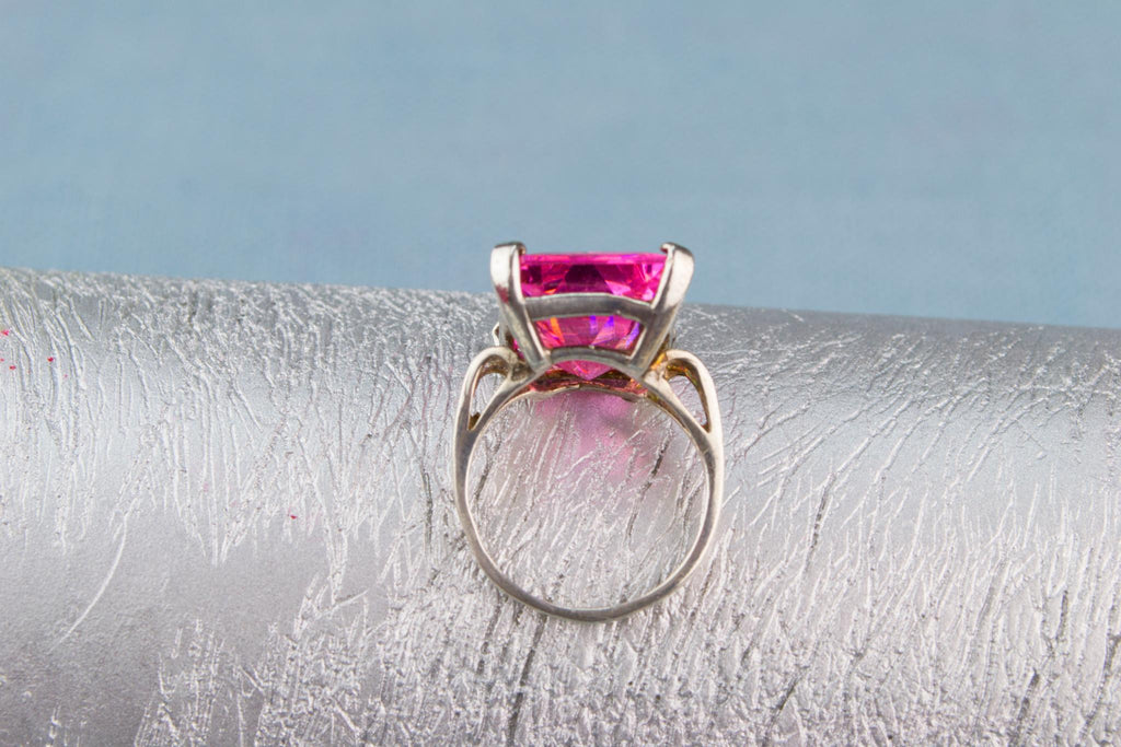 Pink Cushion Ring in Sterling Silver