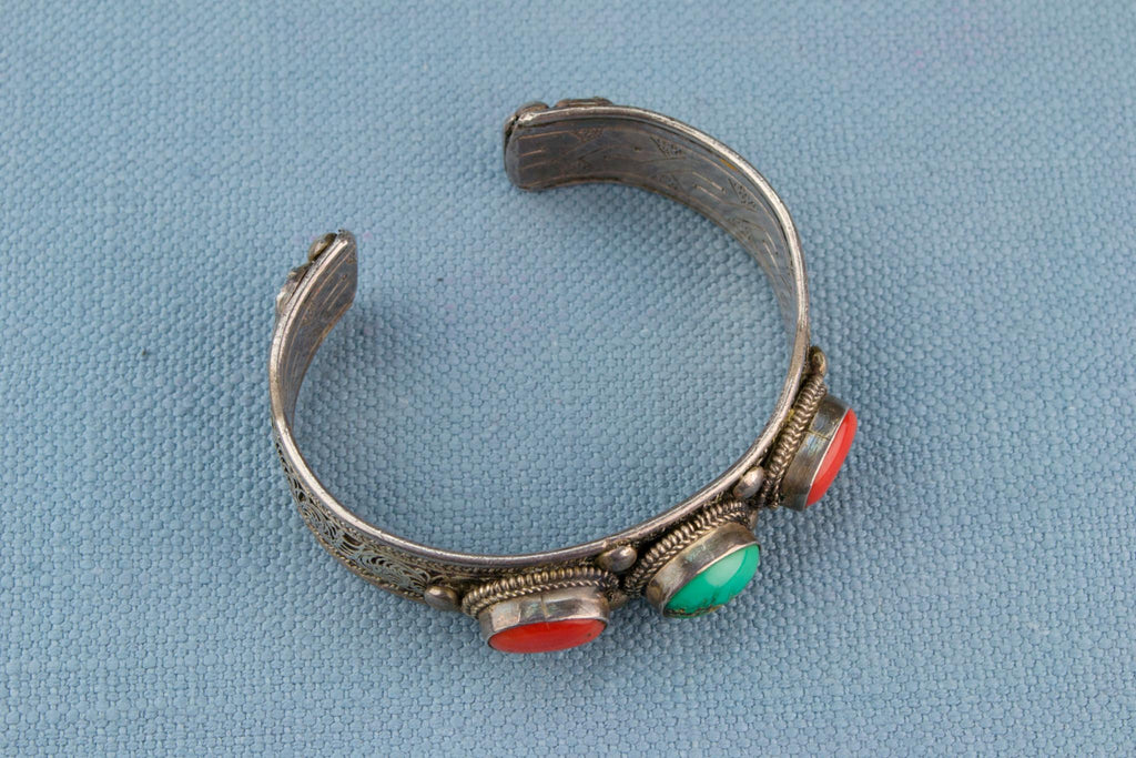Bracelet in Silver Coral and Turquoise