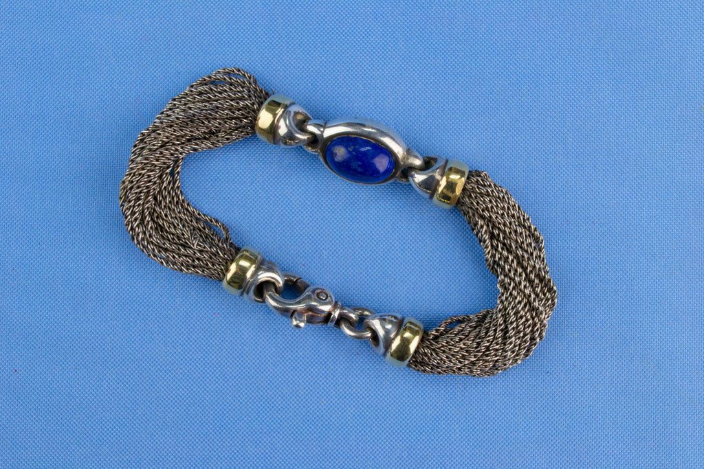 Bracelet in 18ct Gold Silver & Lapis Lazuli