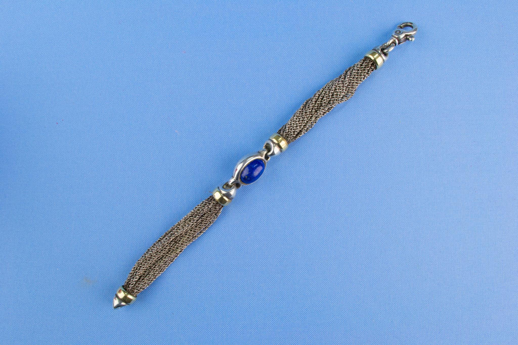 Bracelet in 18ct Gold Silver & Lapis Lazuli