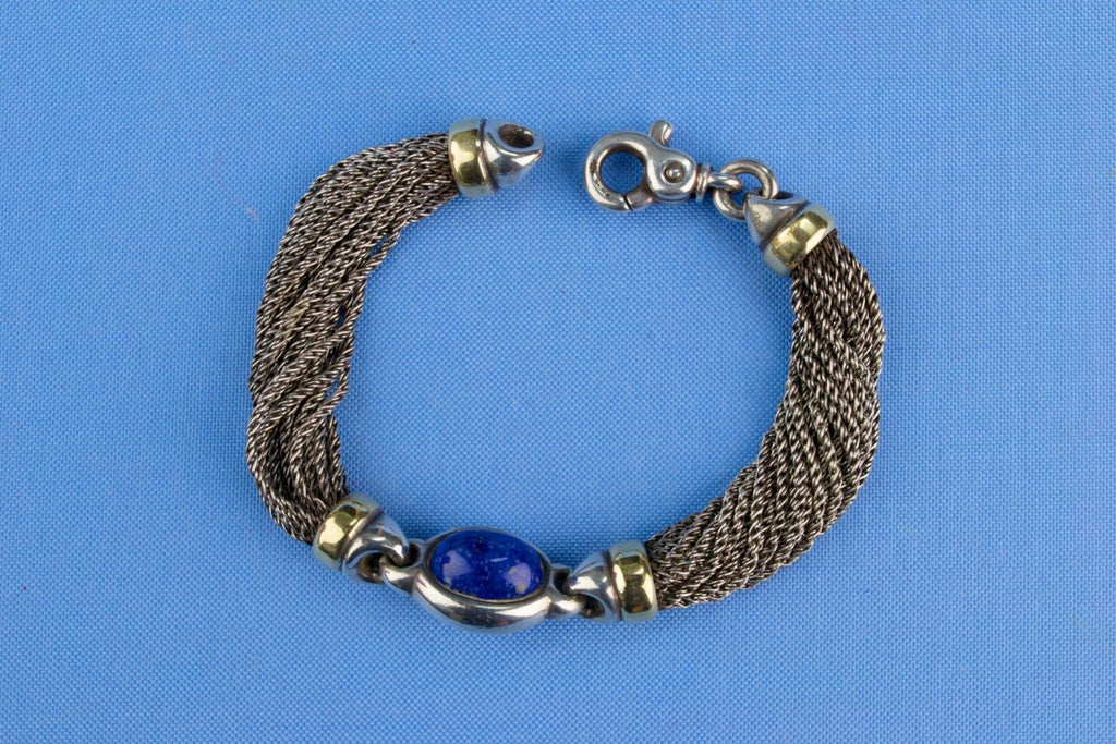 Bracelet in 18ct Gold Silver & Lapis Lazuli