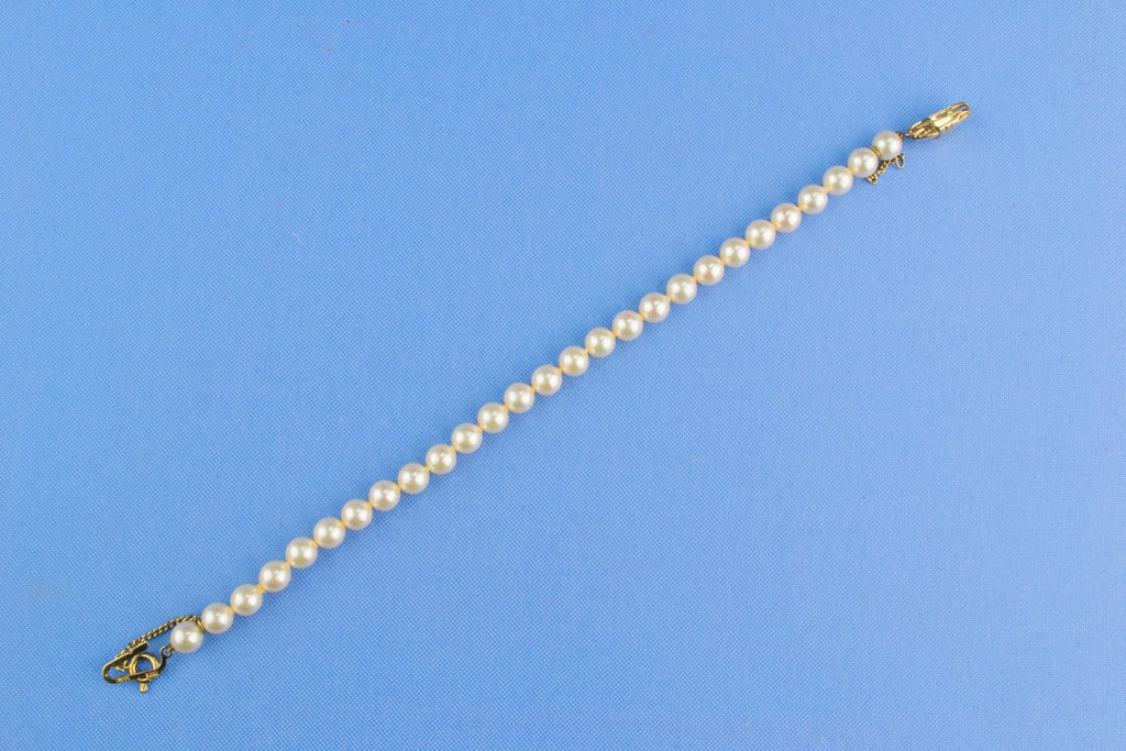 Small Bracelet Silver and Imitation Pearls