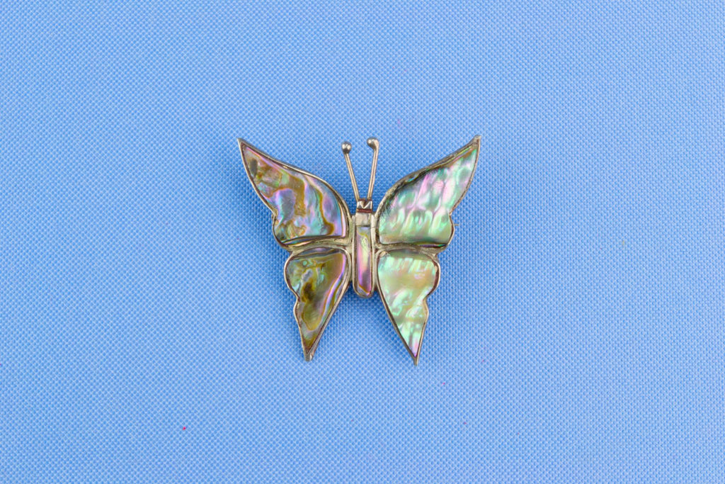 Butterfly Brooch in Sterling Silver and Mother of Pearl