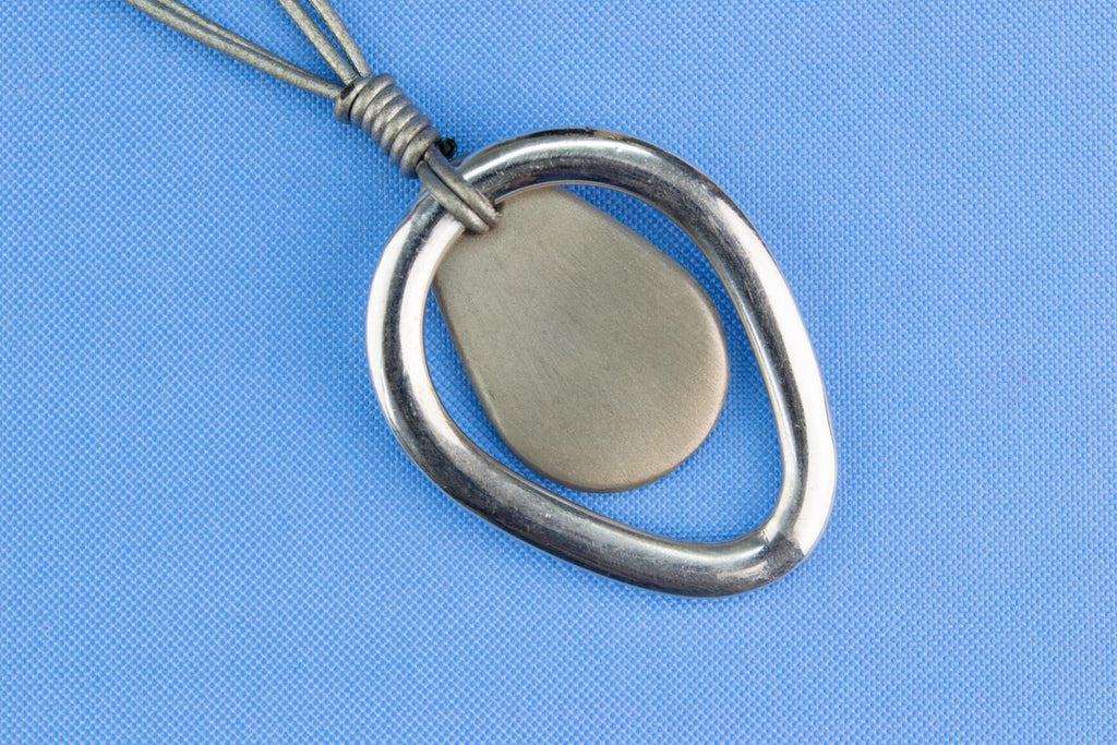 Silver and Blue Enamel Necklace with Heart Pendant