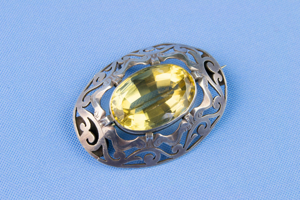 Scottish Citrine Brooch Victorian 19th Century