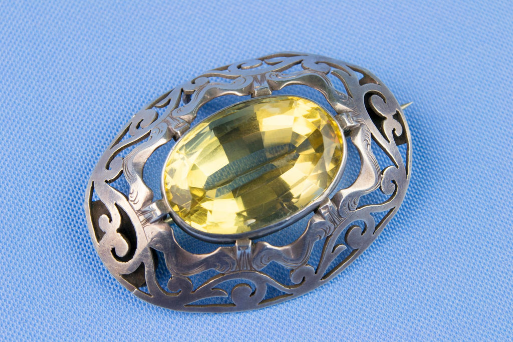 Scottish Citrine Brooch Victorian 19th Century