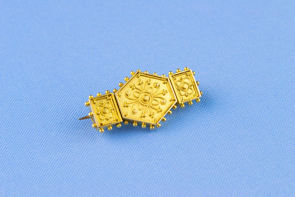Gold Plated Gothic Revival Brooch, English 19th Century