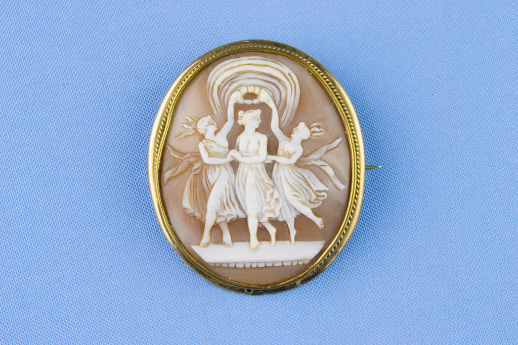 Carved Shell Cameo Brooch, English 19th Century