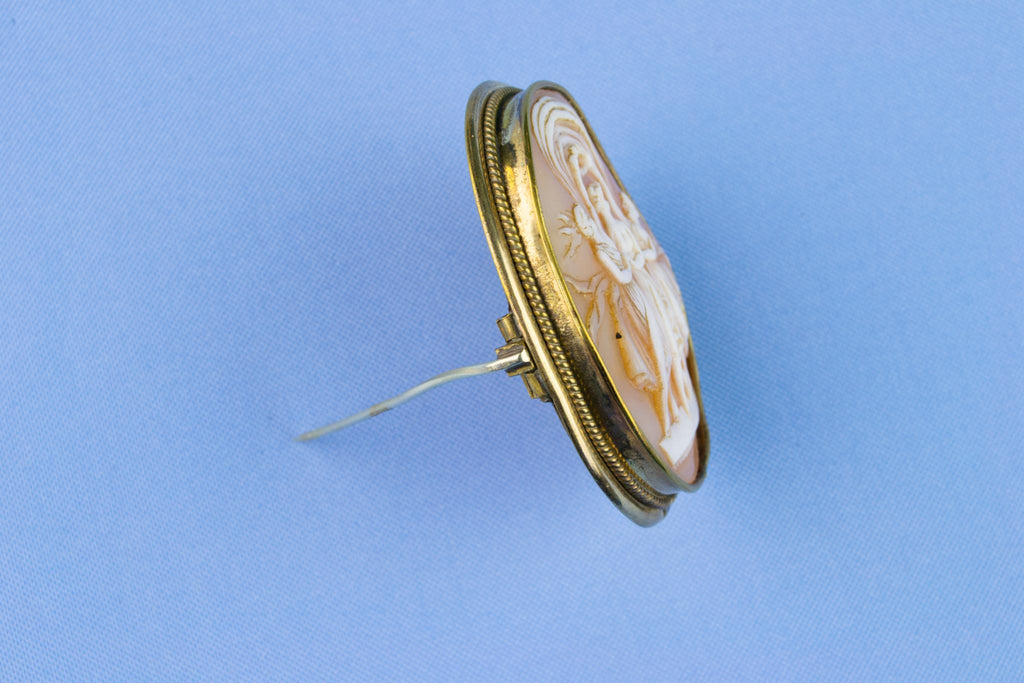 Carved Shell Cameo Brooch, English 19th Century