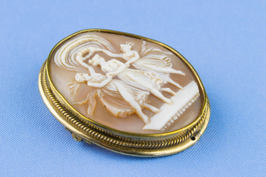 Carved Shell Cameo Brooch, English 19th Century