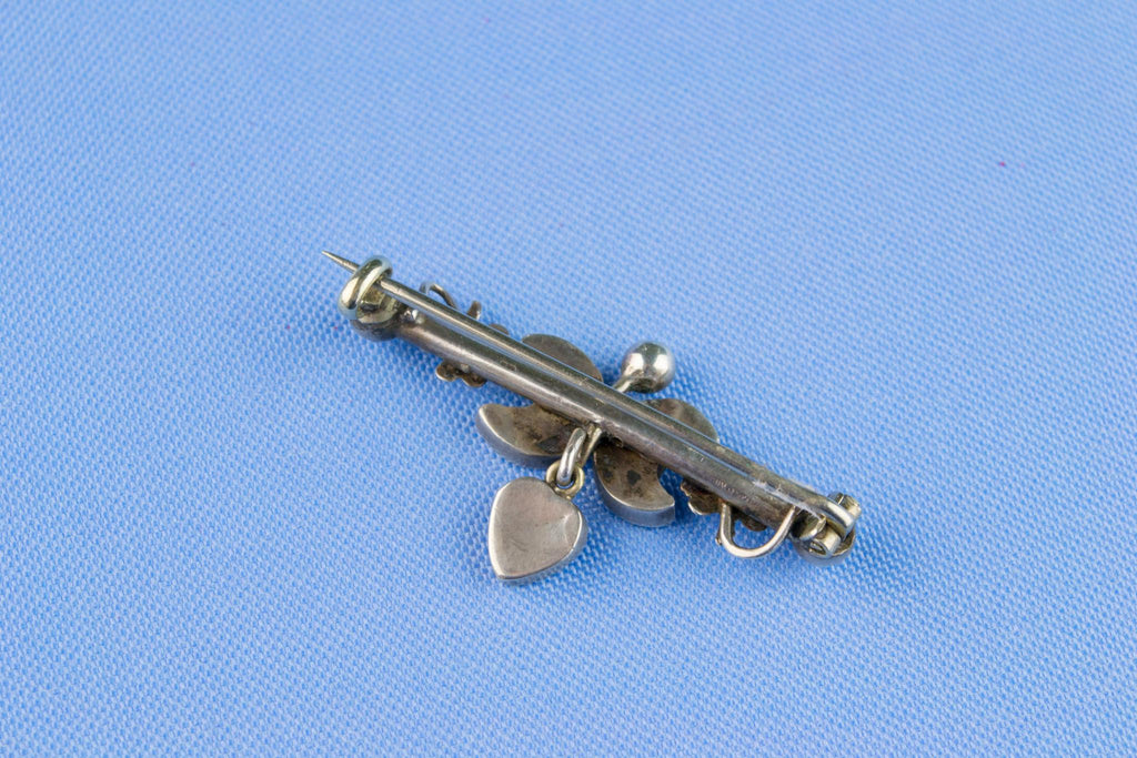 Sterling Silver and Pale Agate Bar Brooch, English Circa 1900