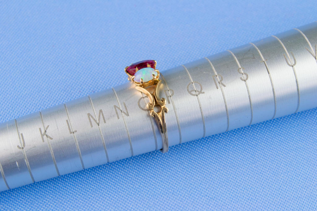 14ct Gold Opal and Rubellite Ring