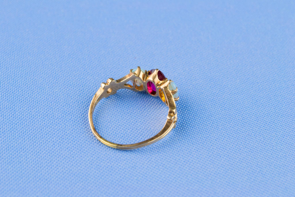 14ct Gold Opal and Rubellite Ring