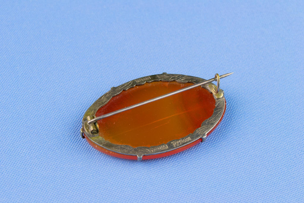 Red Agate & Silver Brooch, Chinese 19th Century