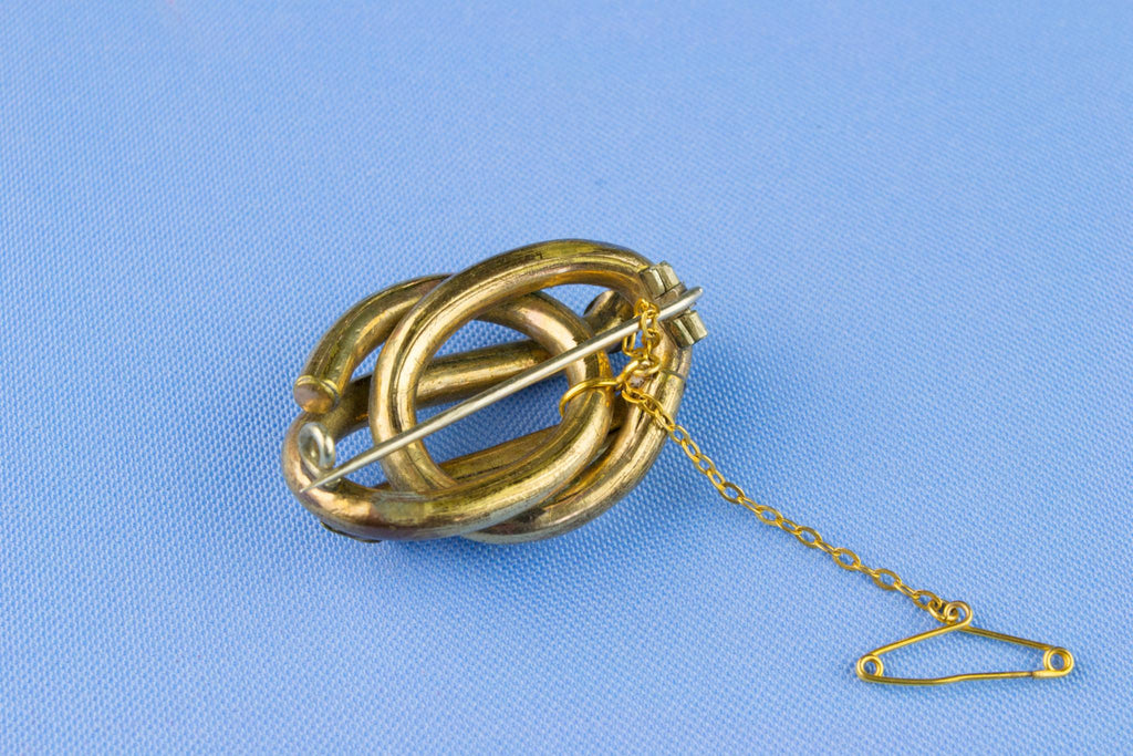 Victorian Gold Plated Knot Brooch, English 19th Century