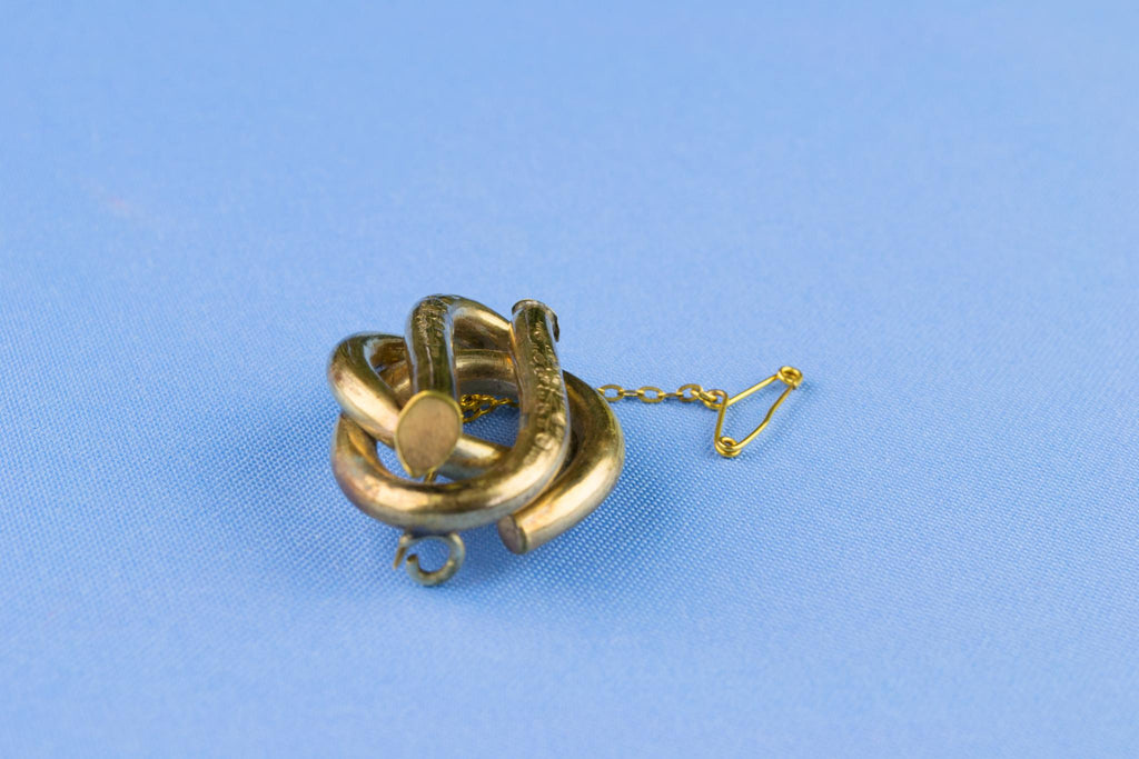 Victorian Gold Plated Knot Brooch, English 19th Century