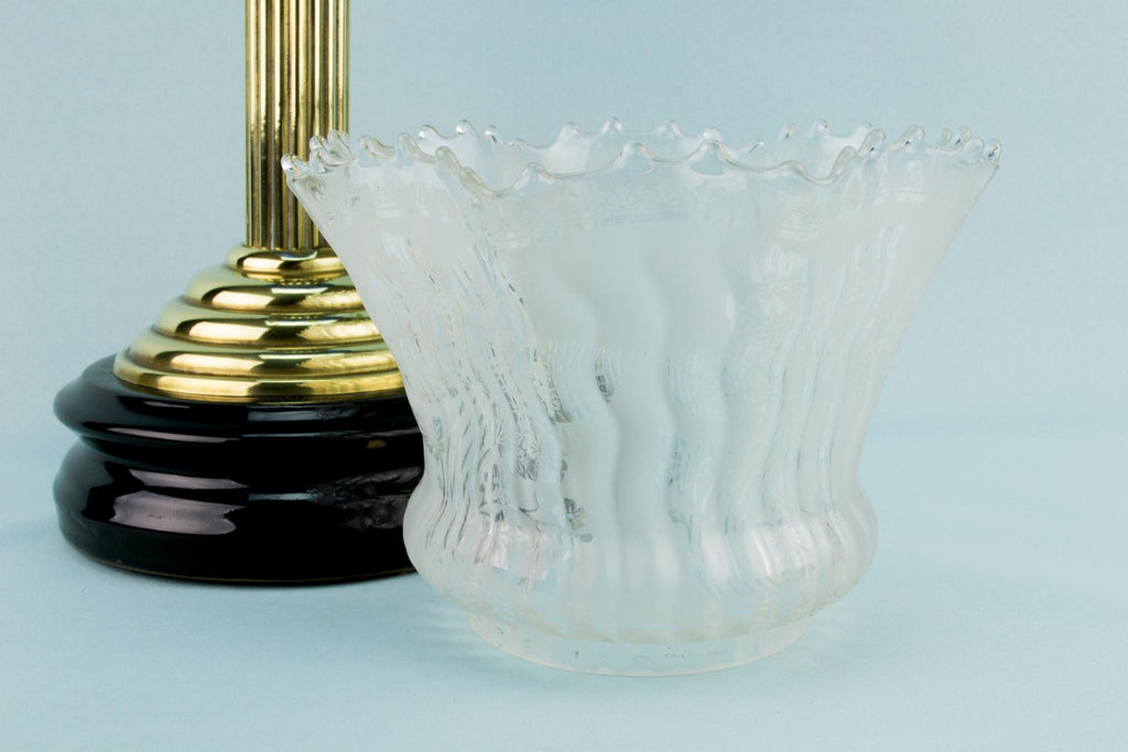 Large Blue Glass Oil Lamp, English 19th Century