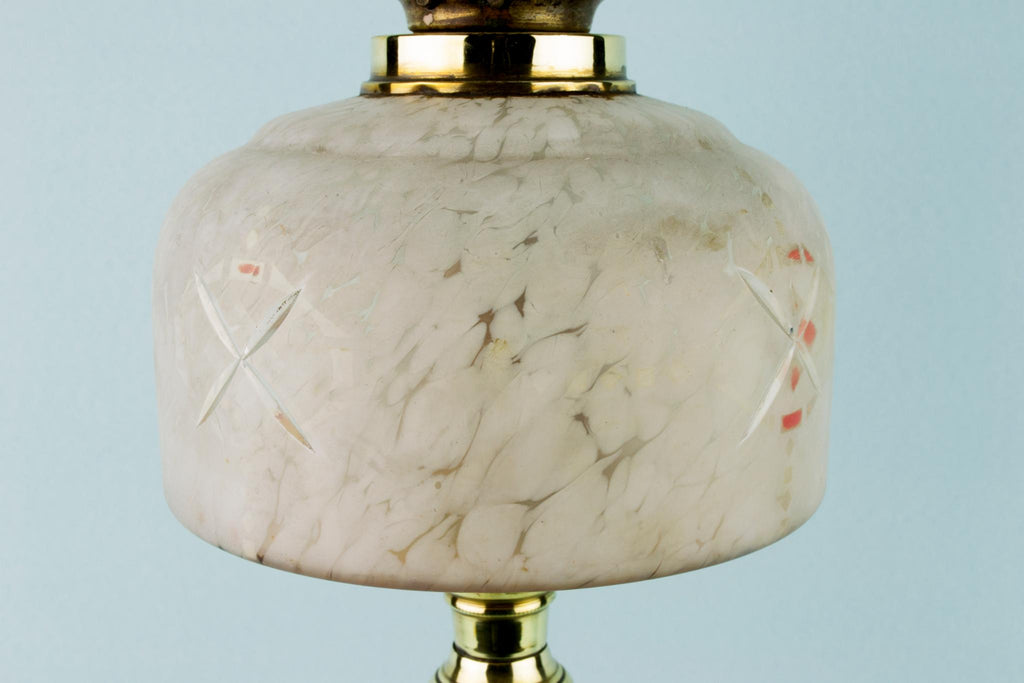 Tall Glass and Brass Oil Lamp, English 19th Century