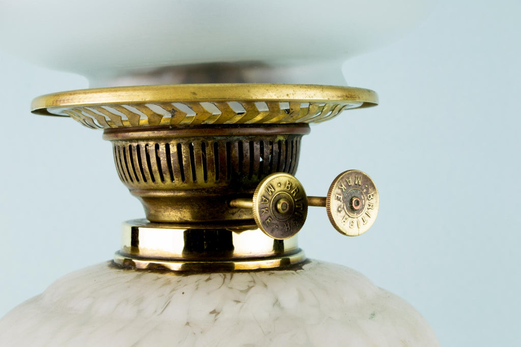 Tall Glass and Brass Oil Lamp, English 19th Century