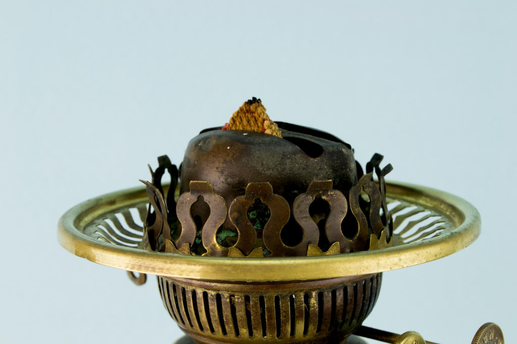 Tall Glass and Brass Oil Lamp, English 19th Century