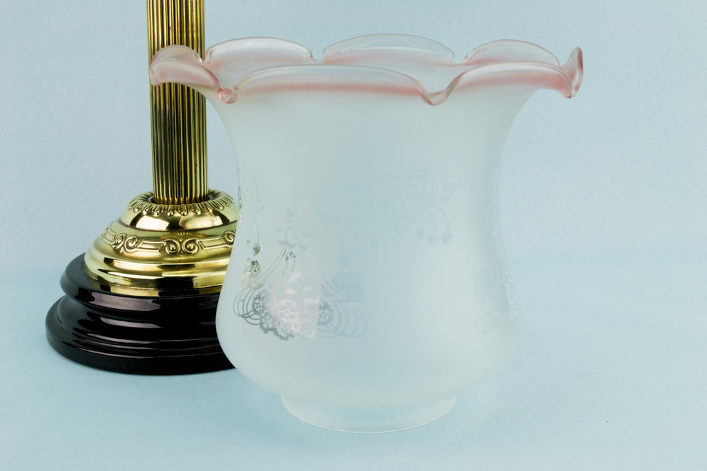 Tall Glass and Brass Oil Lamp, English 19th Century