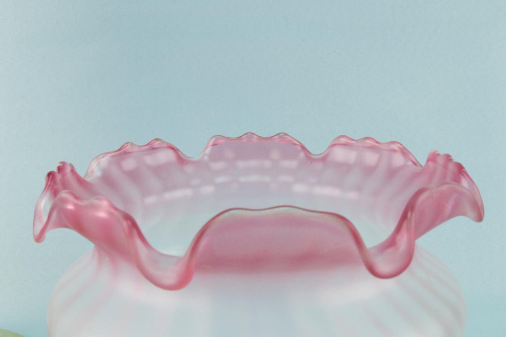Vianne Pink Glass Oil Lamp, French Circa 1900