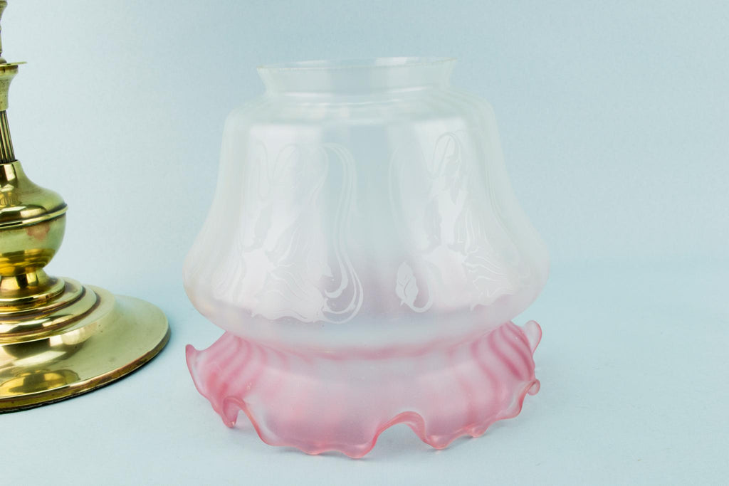 Vianne Pink Glass Oil Lamp, French Circa 1900