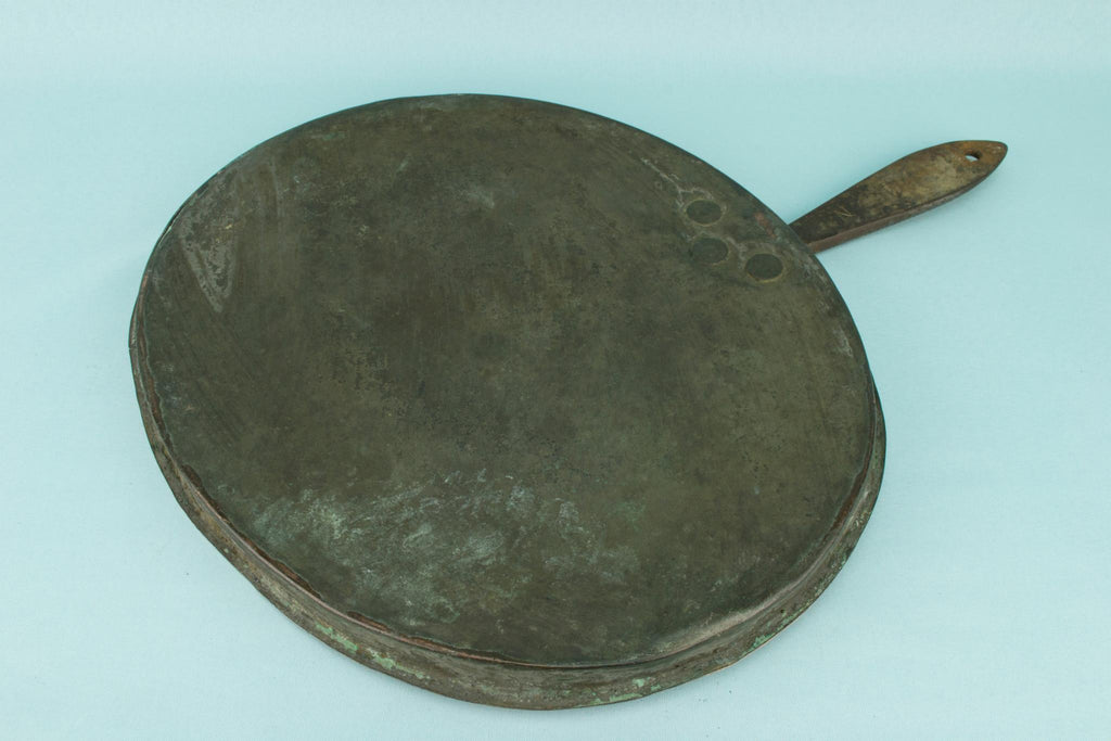 Large Oval Copper & Iron Pan Lid, English 19th Century