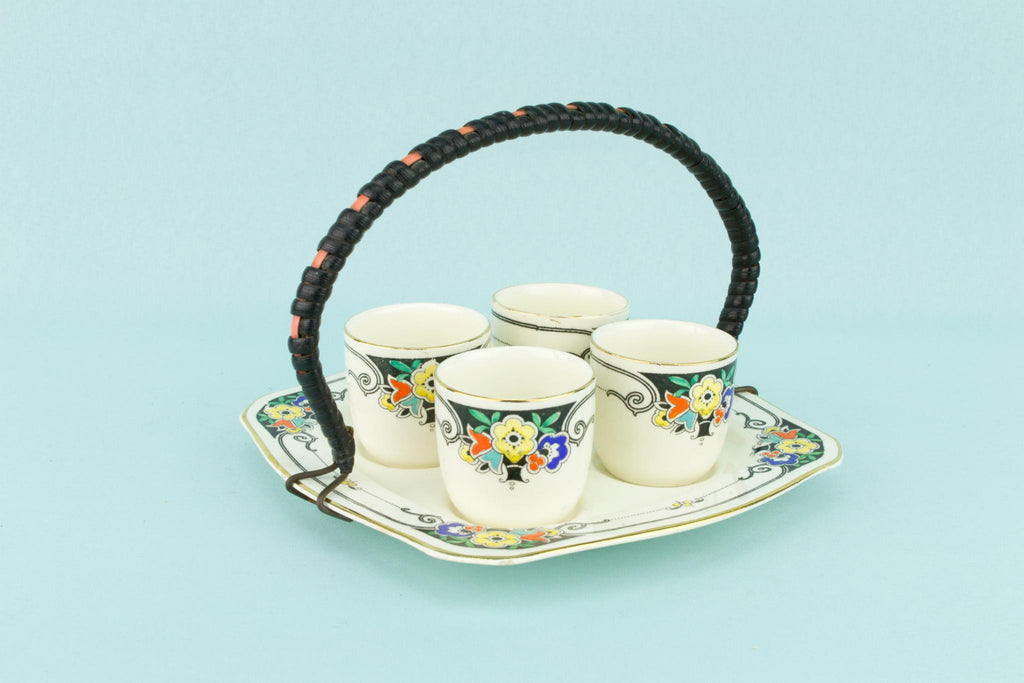 Art Deco Egg Cups on Dish, English 1930s