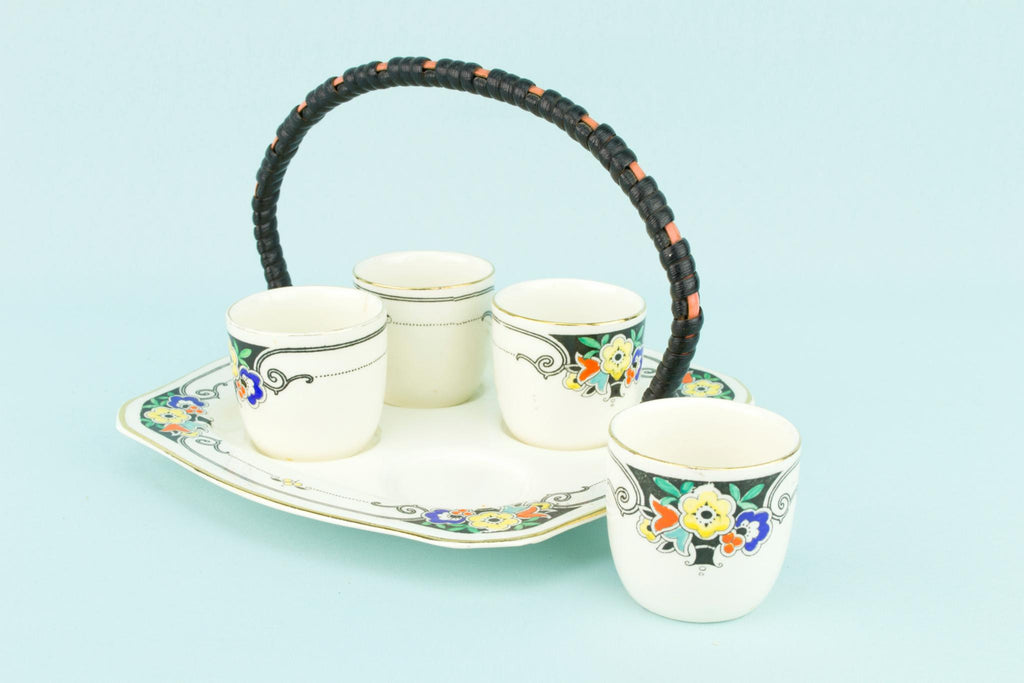 Art Deco Egg Cups on Dish, English 1930s