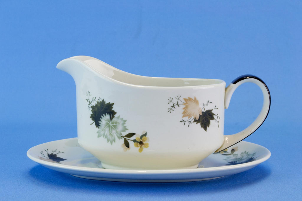Gravy Boat on Plate by Royal Doulton, English Circa 1960