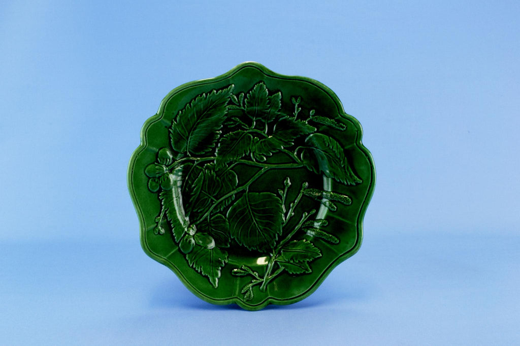 Green Majolica Serving Dish, English 19th Century